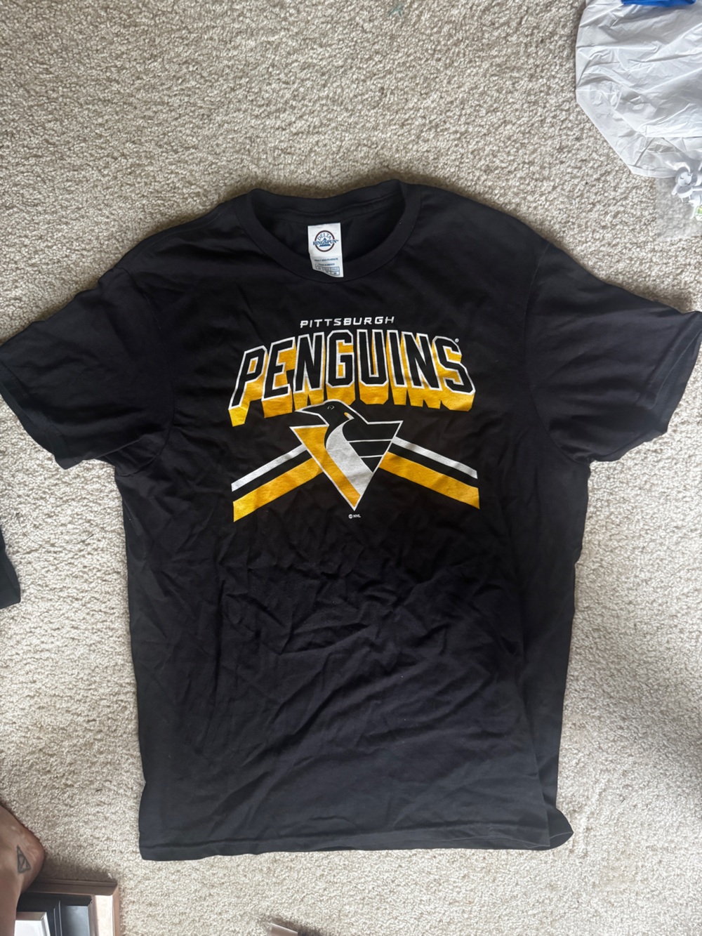 Delta Black Pittsburgh Penguins Short Sleeve Tee with Yellow & White Logo